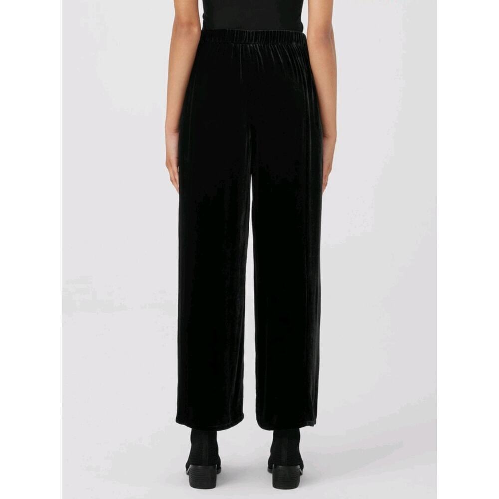 Eileen Fisher Velvet Pants Womens Plus Size XXL Black Wide Leg Silk New Whit Tag - Picture 3 of 16